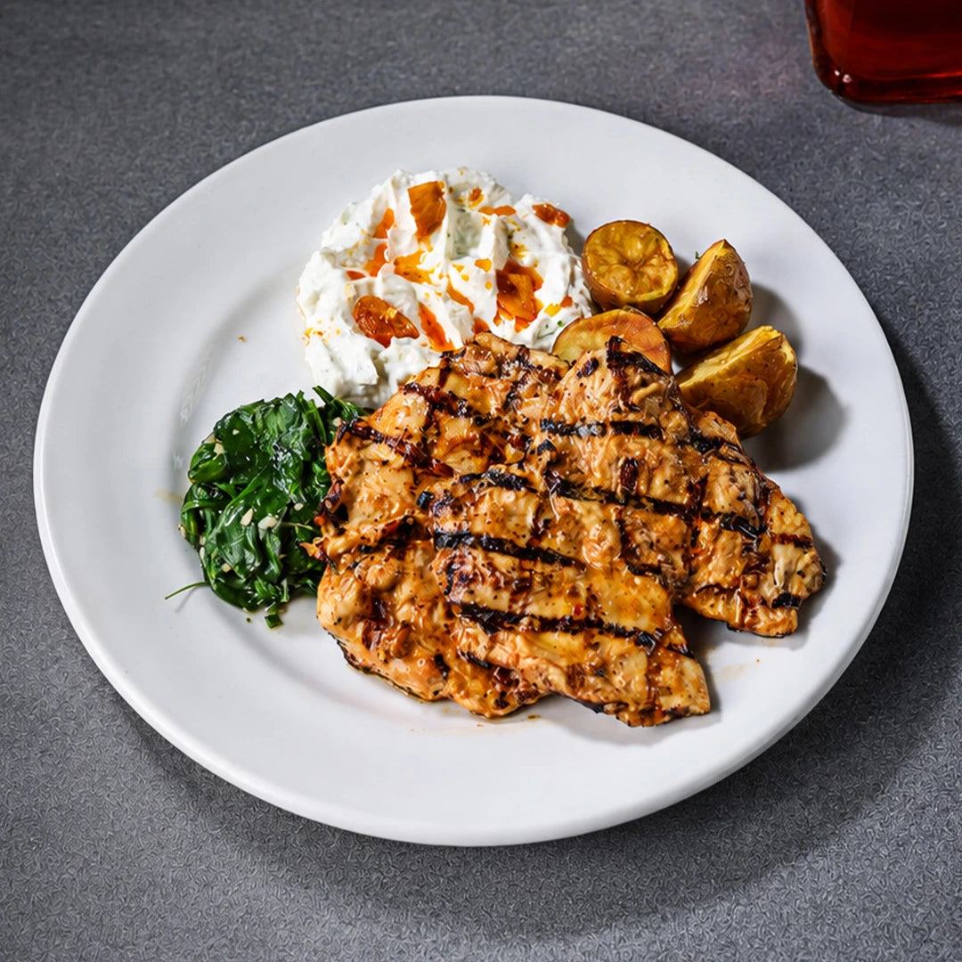 Grilled Chicken with Chili Crisp Labneh