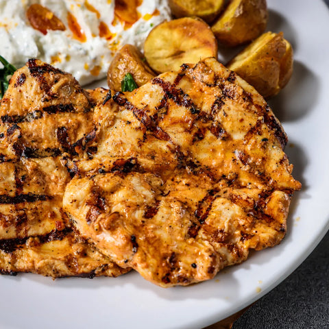 Grilled Chicken with Chili Crisp Labneh