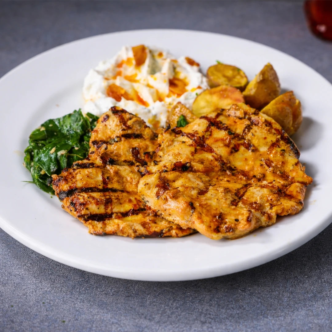 Grilled Chicken with Chili Crisp Labneh