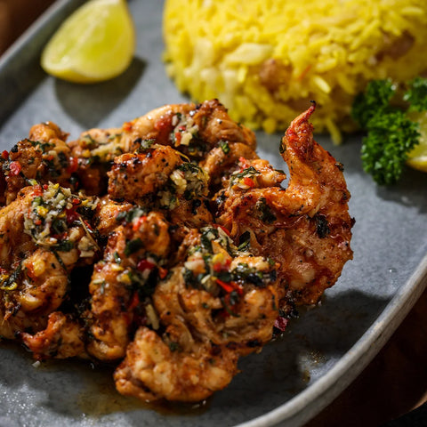 Prawns with Saffron Cauliflower Pilaf